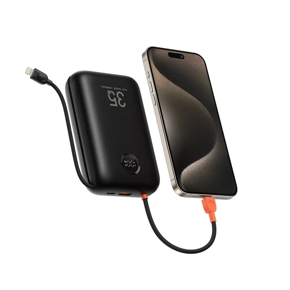 VEGER powerbank 30000 mAh beépített kábelekkel Type C / Lightning PD QC3.0 35W K3 (W3018) fekete-9