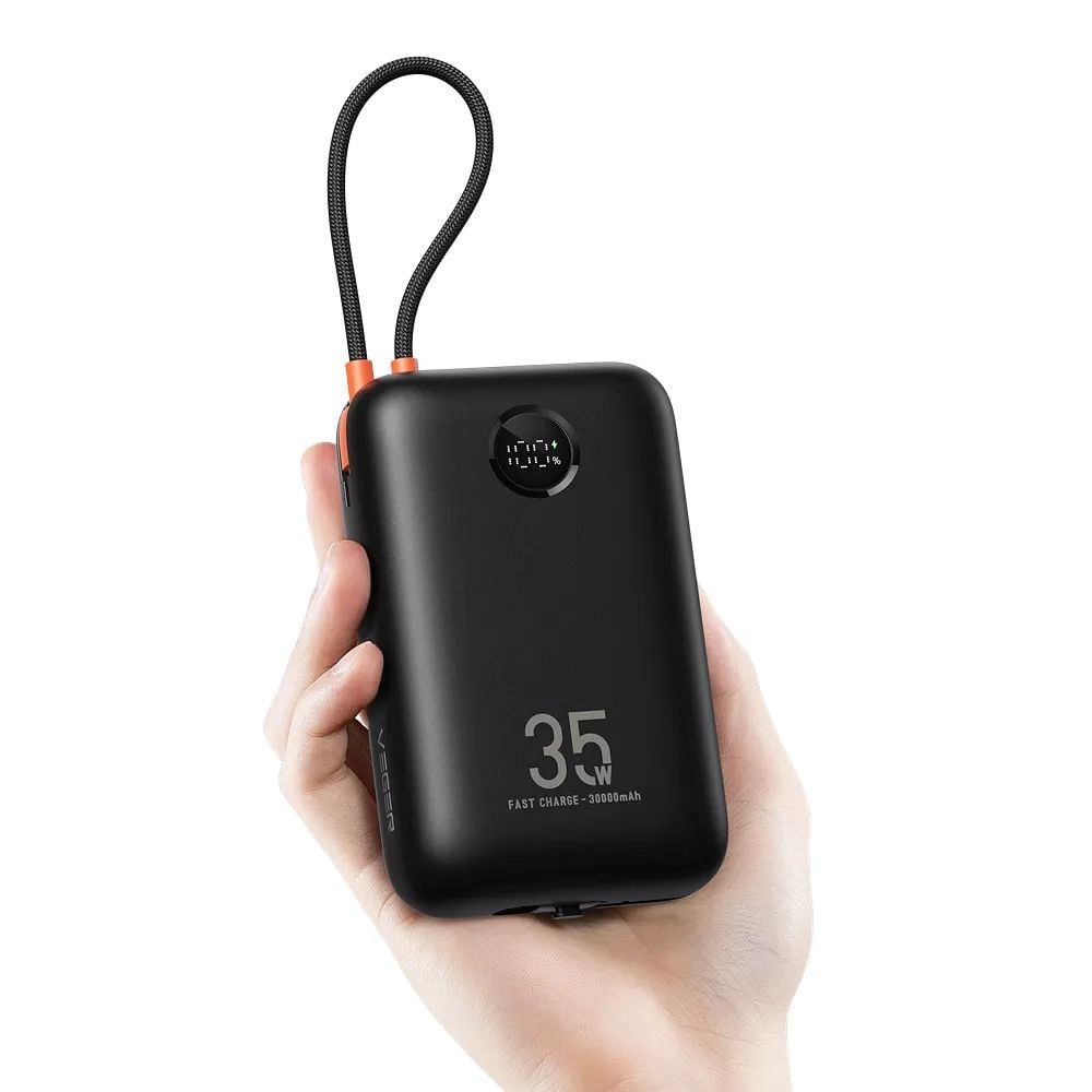 VEGER powerbank 30000 mAh beépített kábelekkel Type C / Lightning PD QC3.0 35W K3 (W3018) fekete-8