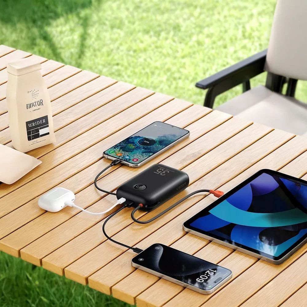 VEGER powerbank 30000 mAh beépített kábelekkel Type C / Lightning PD QC3.0 35W K3 (W3018) fekete-3