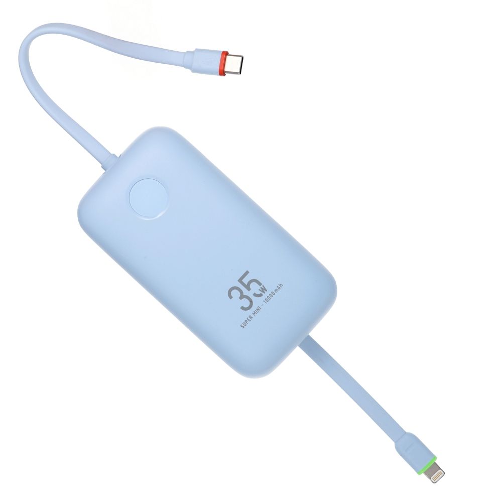 VEGER powerbank 10000 mAh beépített kábelekkel Type C / Lightning PD QC3.0 35W K1 (W1188) égkék-1