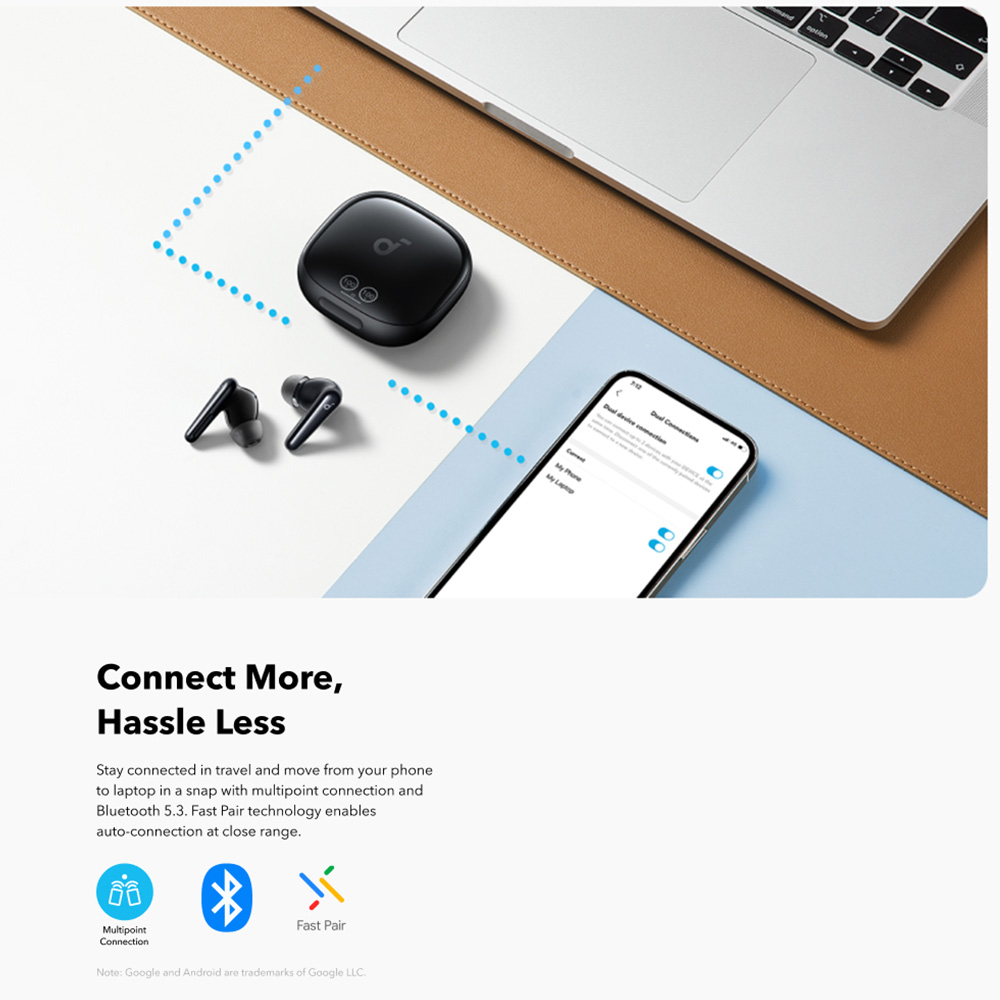 Wireless Earbuds SoundCore Liberty 4 Pro NC (A3954GF1) - Bluetooth 5.3, ANC, Hi-Res Hang, LDAC, TWS - Fényes Fekete Anker-5