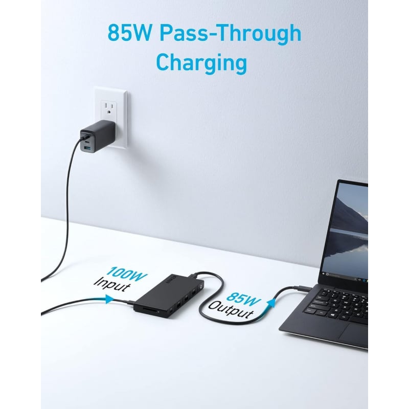 USB-C Hub Anker, 1 x USB-A 3.0 - 2 x USB-A - 3 x USB-C - 2 x HDMI - 1 x RJ45 - 1 x SD, Fekete A83A2G11-1