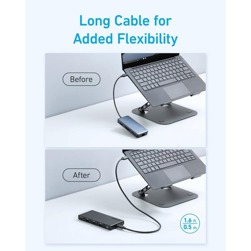 USB-C Hub Anker, 1 x USB-A 3.0 - 2 x USB-A - 3 x USB-C - 2 x HDMI - 1 x RJ45 - 1 x SD, Fekete A83A2G11-4