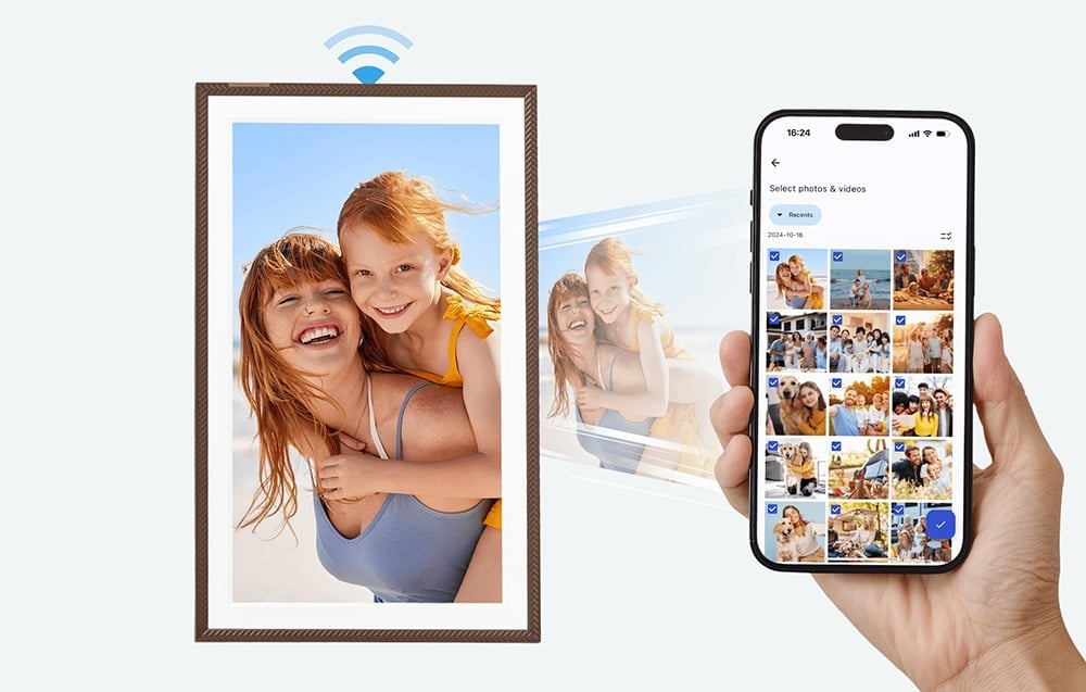 Arzopa D156 digitális képkeret (sötétbarna) 15,6