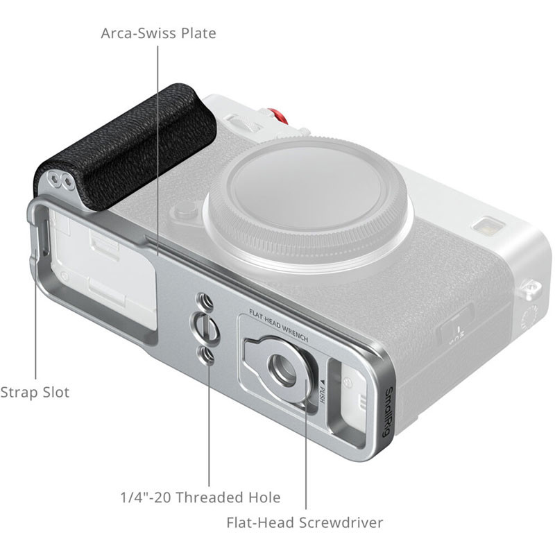 Smallrig 5447 L-Shaped Mount Plate with Silicone Handle for Fujifilm X-E5 Silver-1