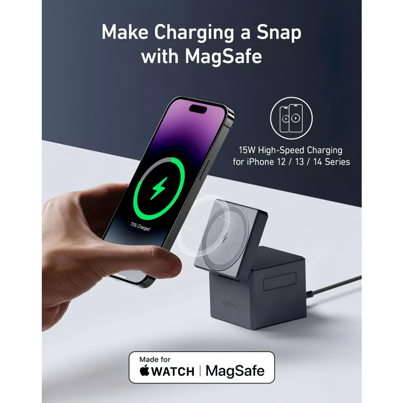 Anker 3 az 1-ben Cube vezeték nélküli töltő, 15W, 1.67A, fekete Y1811G11-5