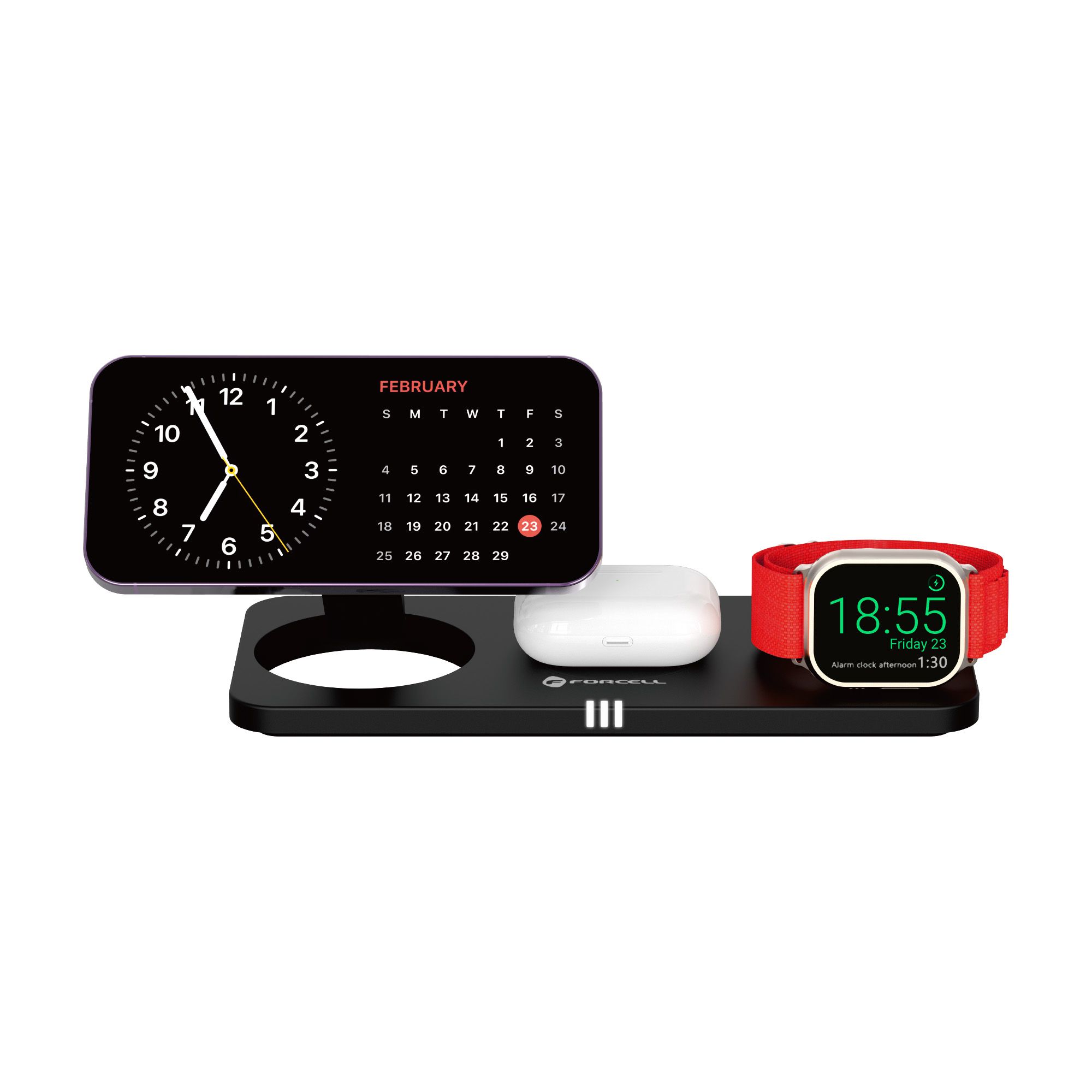 FORCELL F-ENERGY MagNetix 3 az 1-ben Qi2 20,5W vezeték nélküli töltő MagSafe kompatibilis fekete-1
