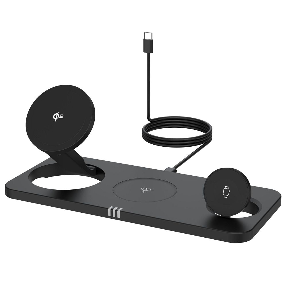 FORCELL F-ENERGY MagNetix 3 az 1-ben Qi2 20,5W vezeték nélküli töltő MagSafe kompatibilis fekete-2