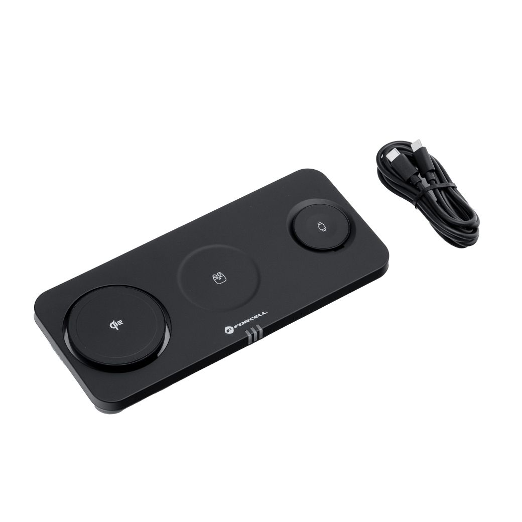 FORCELL F-ENERGY MagNetix 3 az 1-ben Qi2 20,5W vezeték nélküli töltő MagSafe kompatibilis fekete-3