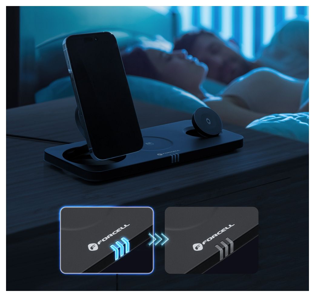 FORCELL F-ENERGY MagNetix 3 az 1-ben Qi2 20,5W vezeték nélküli töltő MagSafe kompatibilis fekete-7