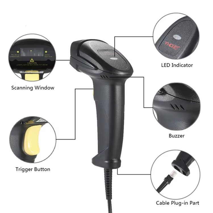 Vezeték nélküli 2D USB, vezeték nélküli vonalkódolvasó, QR kód olvasó YHD-8200DB-1