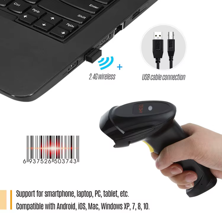 Vezeték nélküli 2D USB, vezeték nélküli vonalkódolvasó, QR kód olvasó YHD-8200DB-2