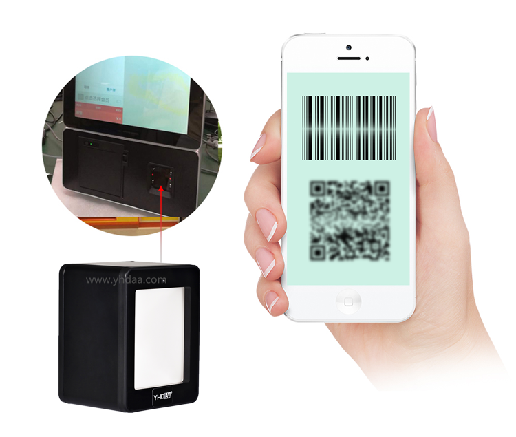 2D USB vonalkódolvasó, QR kód olvasó auto scann asztali YHD-9800D-2