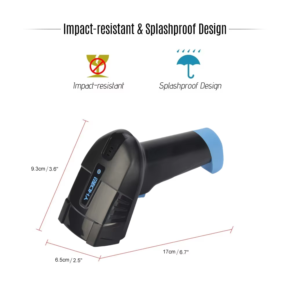 Vezeték nélküli 1D USB, vezeték nélküli (433 MHz) lézeres vonalkódolvasó YHD-6100LM 400m hatótávolság-2