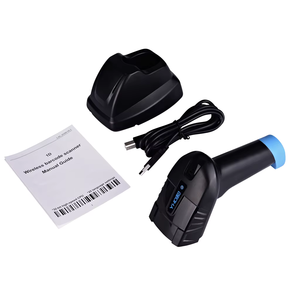 Vezeték nélküli 1D USB, vezeték nélküli (433 MHz) lézeres vonalkódolvasó YHD-6100LM 400m hatótávolság-4