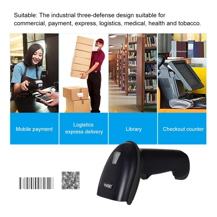 2D USB vezetékes vonalkódolvasó, QR kód olvasó dokkolóval YHD-5700D-Z8-1