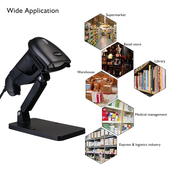 2D USB vezetékes vonalkódolvasó, QR kód olvasó dokkolóval YHD-5700D-Z8-2