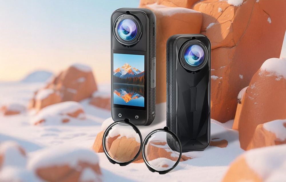 Puluz forgatható edzett üveg lencsevédő fedél Insta360 X5-höz (Átlátszó)-2