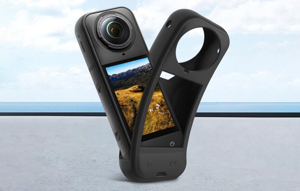 PULUZ Szilikon Védőtok Lencsevédővel az Insta360 X5-höz (Fekete) tok-3