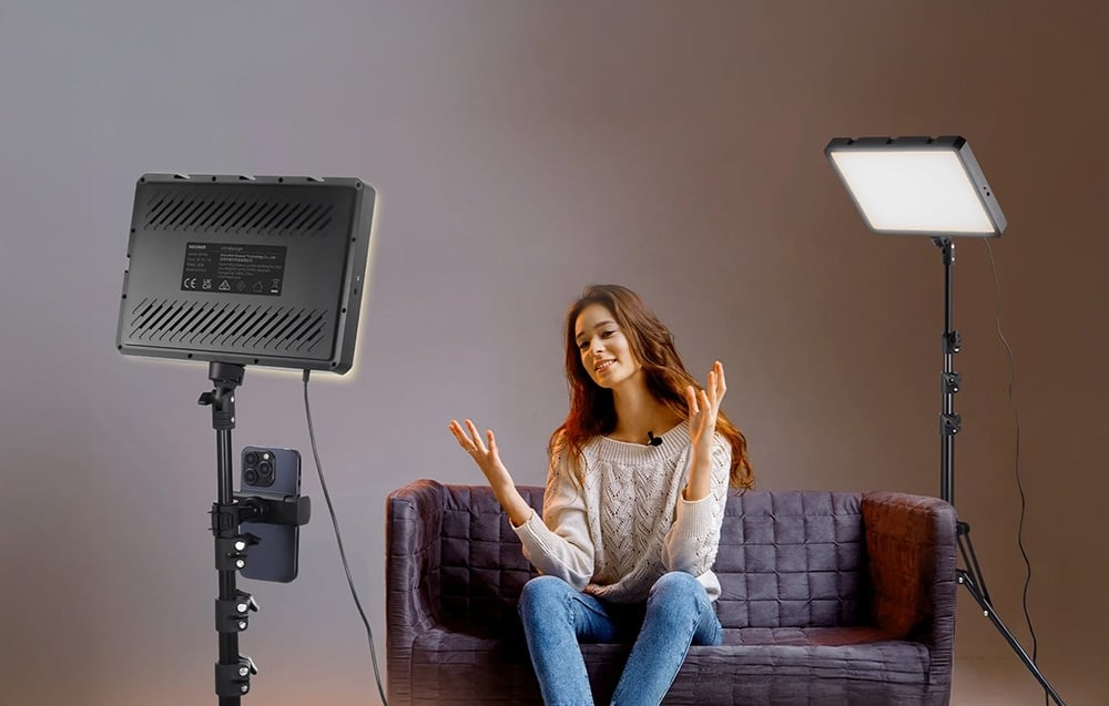 Neewer BP300 két LED lámpa + állványok + telefontartók készlet-1