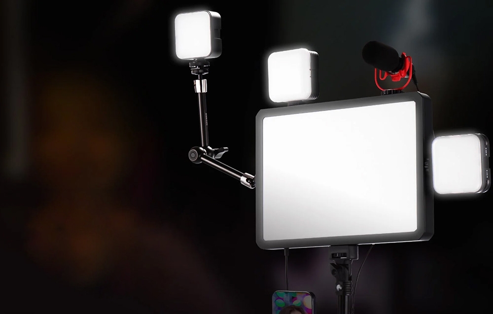 Neewer BP300 két LED lámpa + állványok + telefontartók készlet-5