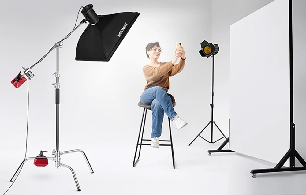 Neewer SC320 lighting C-állvány 128 cm-es alumínium lámpatartó állvány-2