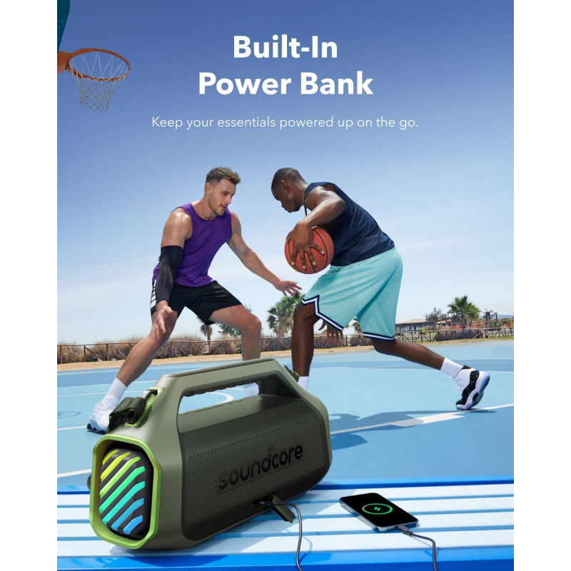 Bluetooth Hangszóró Anker Soundcore Boom 2 Plus, 140W, TWS, RGB, Vízálló, Zöld A3134061-5