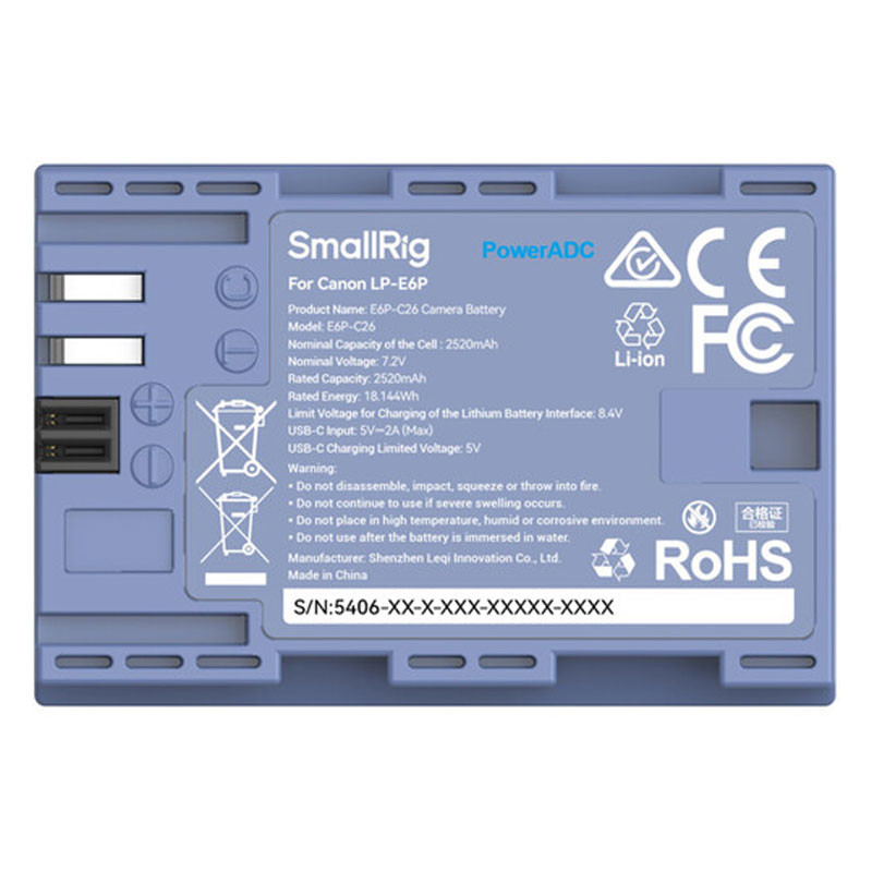 Smallrig 5406 Camera Battery for Canon LP-E6P-3