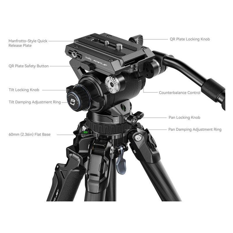 Smallrig 4259 X Potato Jet Tribex Hydraulic Carbon Fiber Tripod Kit-1