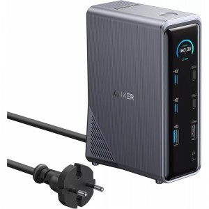 USB-C Hub Anker Prime 737, 2 x USB-A 3.0 - 3 x USB-A - 5 x USB-C - 2 x HDMI - 1 x Jack 3.5mm - 1 x RJ45, Fekete A83B63A1