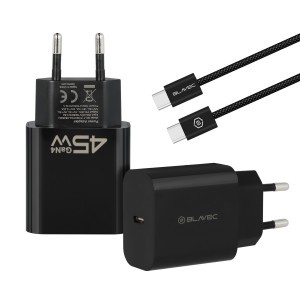 Blavec fali töltő BC-7 GaN4 - Type C - PD QC 45W 3A Type C - Type C kábellel (TCBC7G4-CB453A+CC) fekete