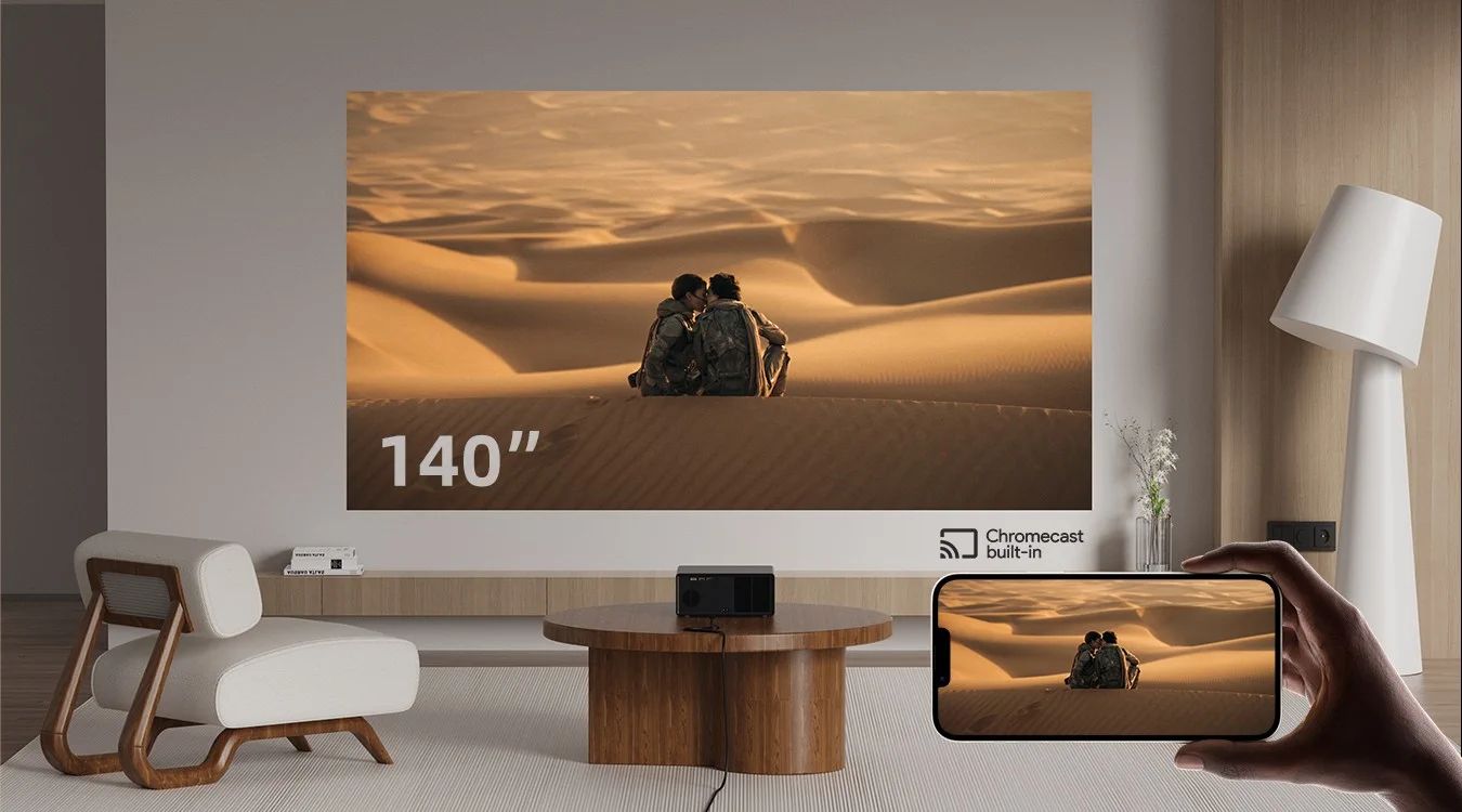 Wanbo X5 Pro (2025) Projektor, 140 hüvelyk, Full HD 1080P Android TV 11-el, BT 5.0, Fekete EU-9