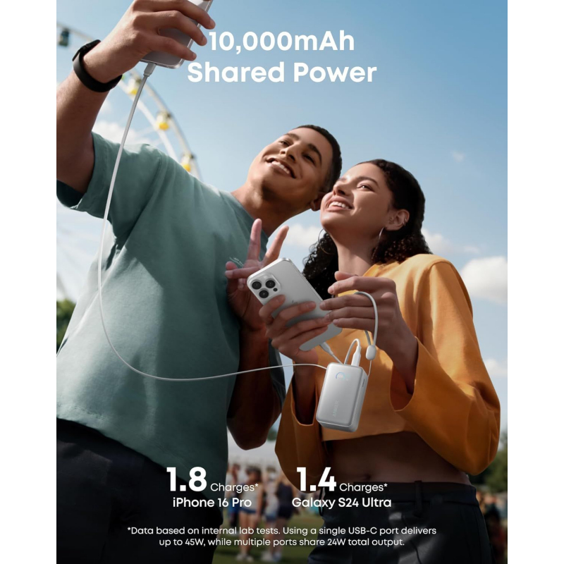 Powerbank Anker Nano, 10000mAh, 45W, QC + PD, Fehér A1638H21-1