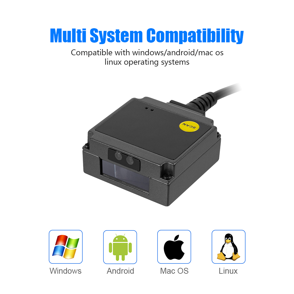 USB Vezetékes 1D mini vonalkódolvasó, QR kód olvasó beépíthető modul YHD-M200L lézeres-5