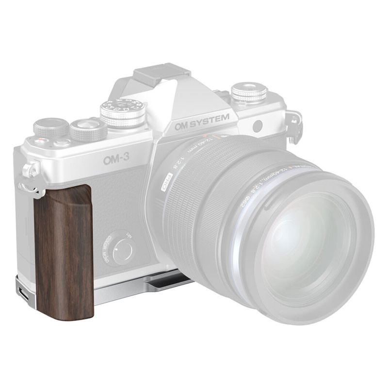 Smallrig 5563 L-Shaped Mount Plate with Wooden Handle for OM System OM-3-0