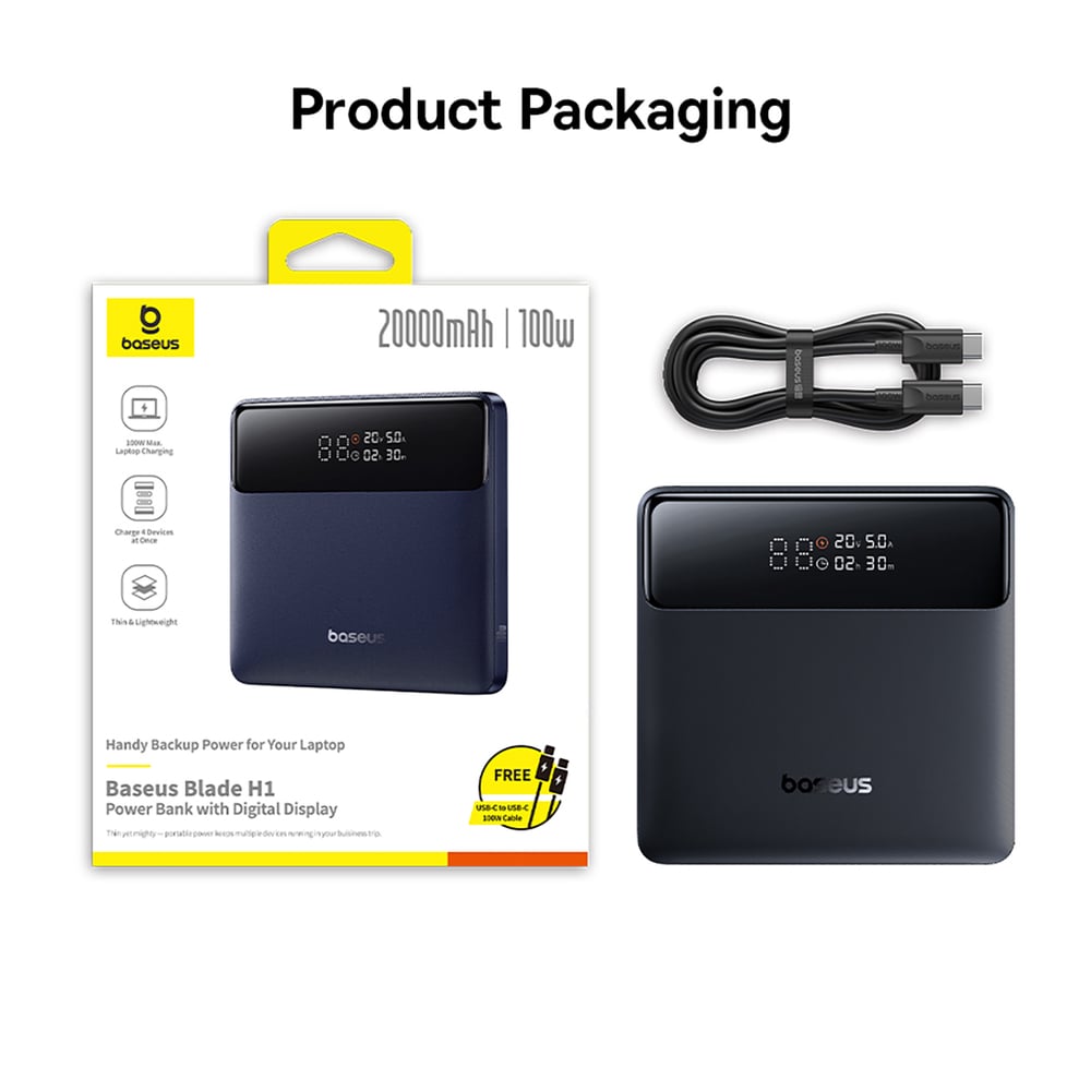 Baseus Blade H1 20000mAh 100W Powerbank kijelzővel - Fekete-16