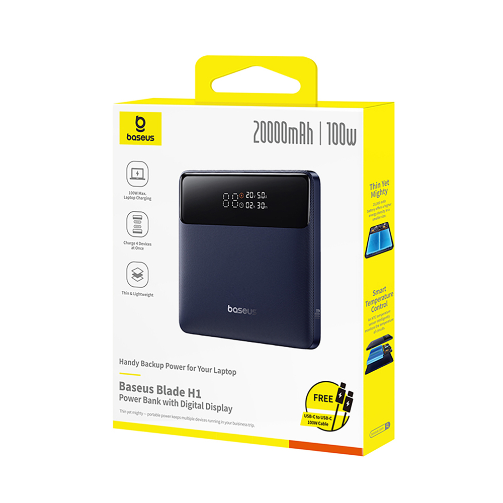 Baseus Blade H1 20000mAh 100W Powerbank kijelzővel - Fekete-17