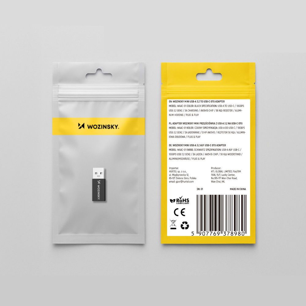 Wozinsky WAAC-01 USB-A - USB-C OTG Adapter - Fekete-9