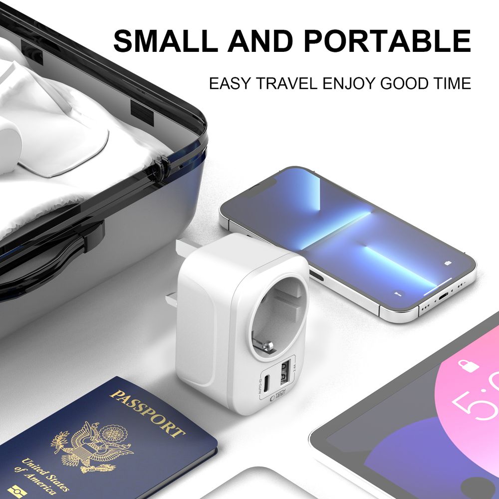 Tech-Protect TA100 utazó adapter UK-EU fehér-5