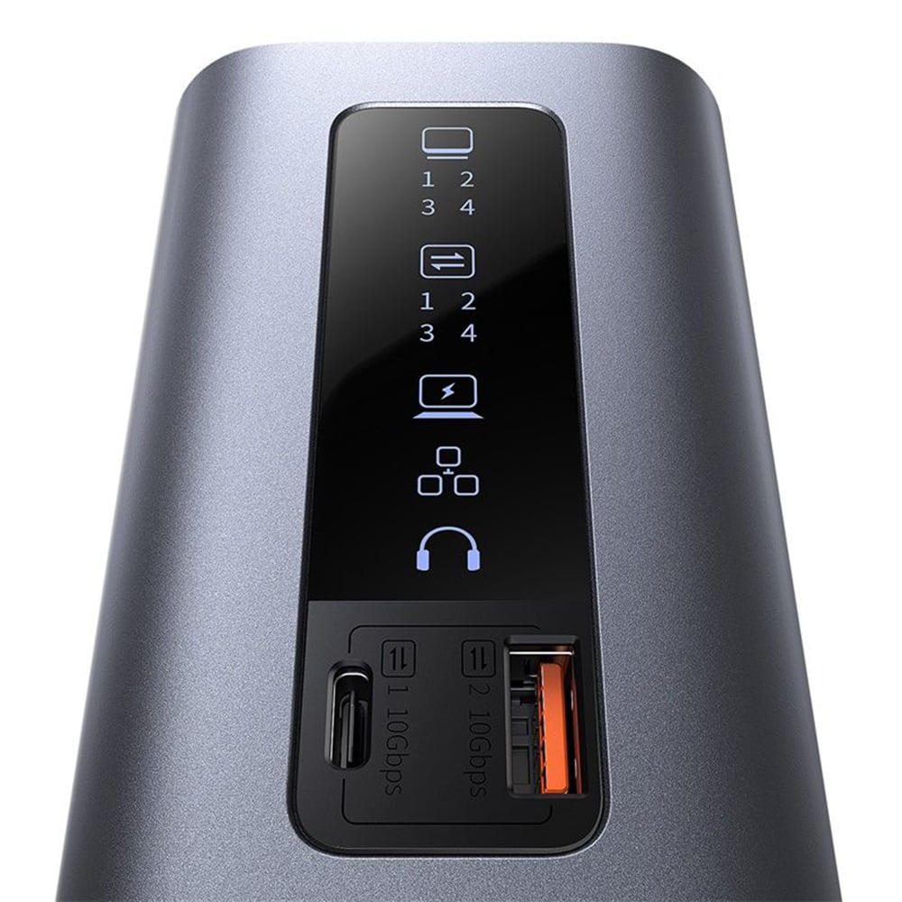 Baseus Spacemate 11in1 HUB (B00568101813-00) - USB-C 2xHDMI, 2xDP, 3xUSB, 2xUSB-C, RJ45, Jack - Űrszürke-9