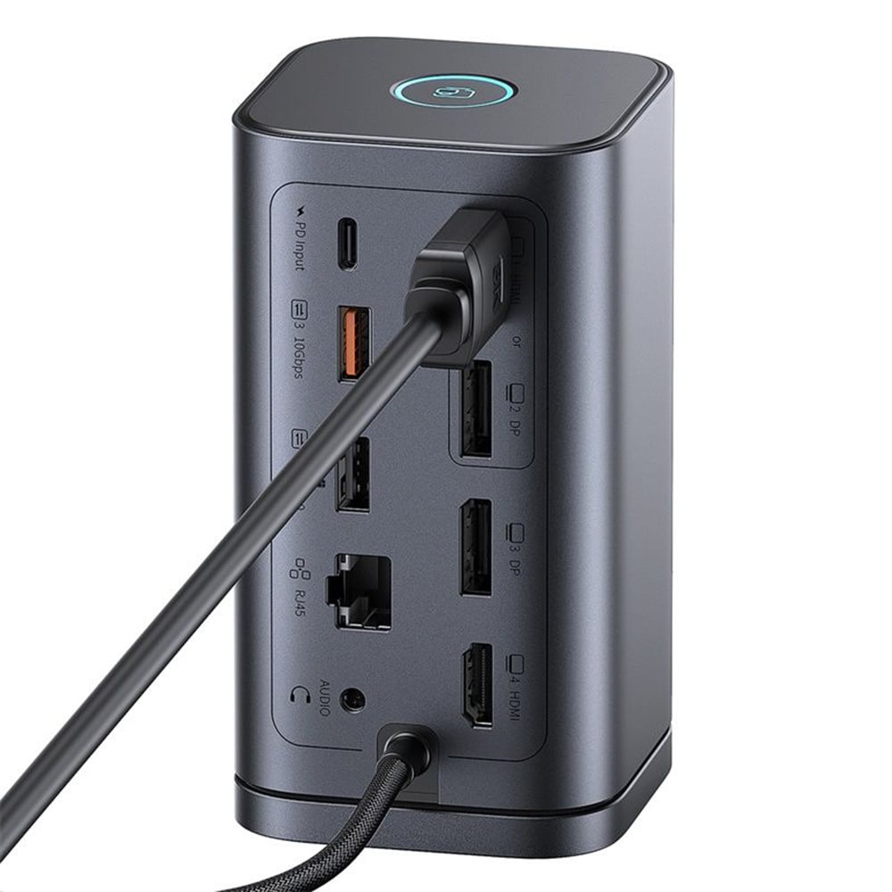 Baseus Spacemate 11in1 HUB (B00568101813-00) - USB-C 2xHDMI, 2xDP, 3xUSB, 2xUSB-C, RJ45, Jack - Űrszürke-8