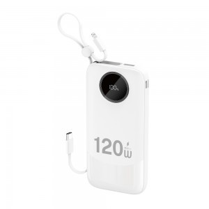 Dudao K13 10000mAh Powerbank beépített kábelekkel - Fehér