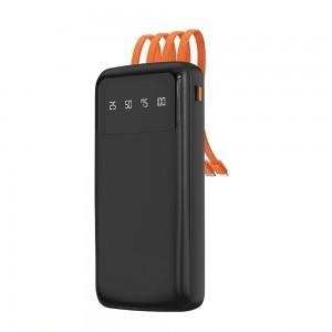 Dudao K6Pro Univerzális 10000mAh Powerbank USB Kábellel, USB Type C, Lightning Fekete (K6Pro-black)