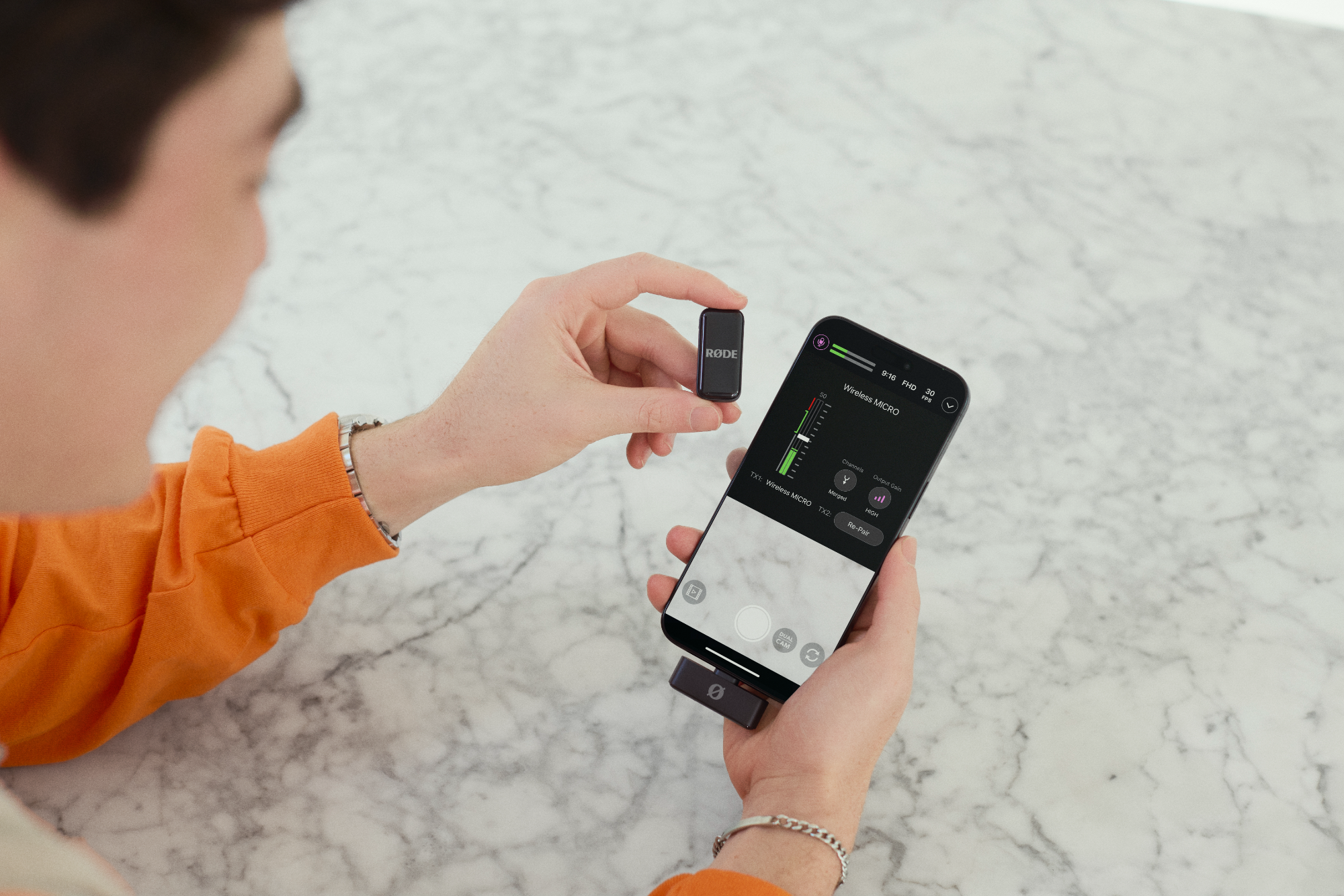 RØDE Wireless Micro-C két csatornás kompakt vezeték nélküli mikrofon (USB-C), piros-6