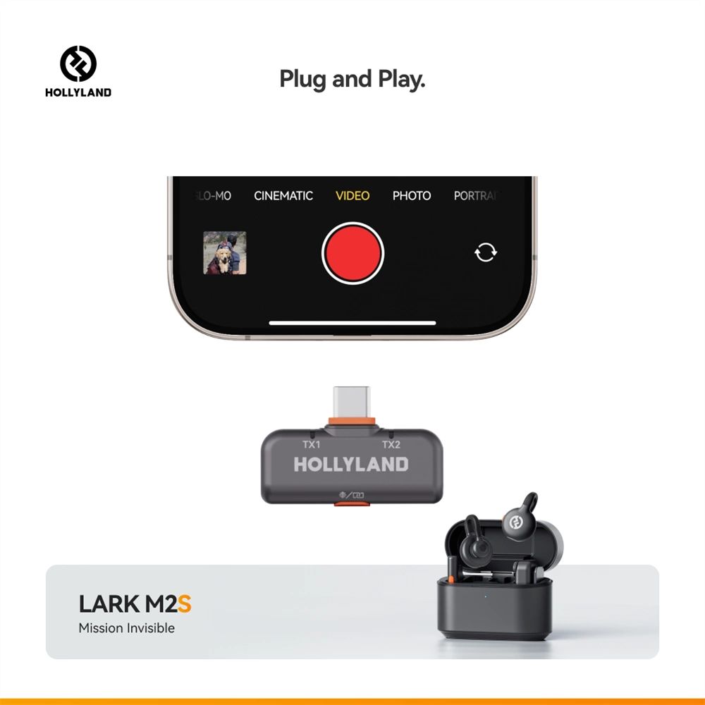 HOLLYLAND LARK M2S MINI COMBO Vezeték Nélküli Mikrofon Szürke-3