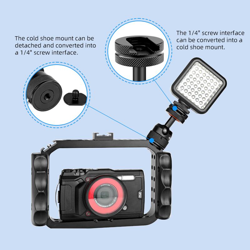PULUZ PU1057B multifunkciós alumíniumötvözet mini gömbfejes állványadapter, cold shoe és 1/4