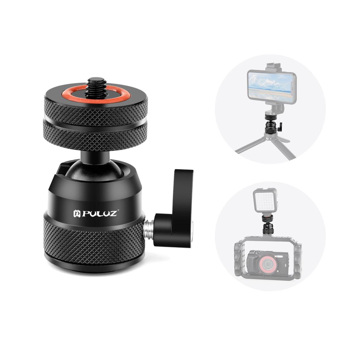 PULUZ PU1057B multifunkciós alumíniumötvözet mini gömbfejes állványadapter, cold shoe és 1/4