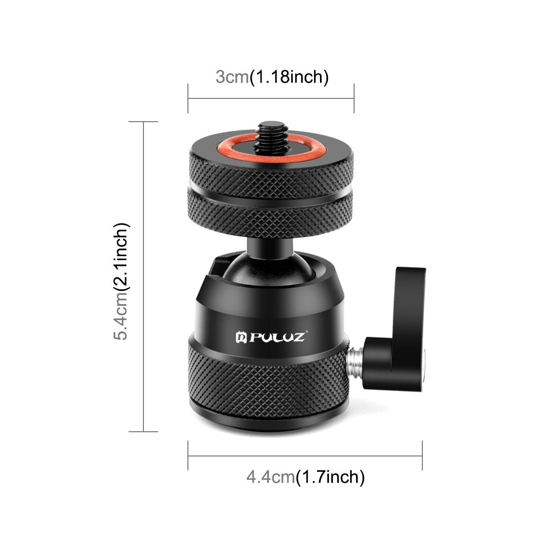 PULUZ PU1057B multifunkciós alumíniumötvözet mini gömbfejes állványadapter, cold shoe és 1/4