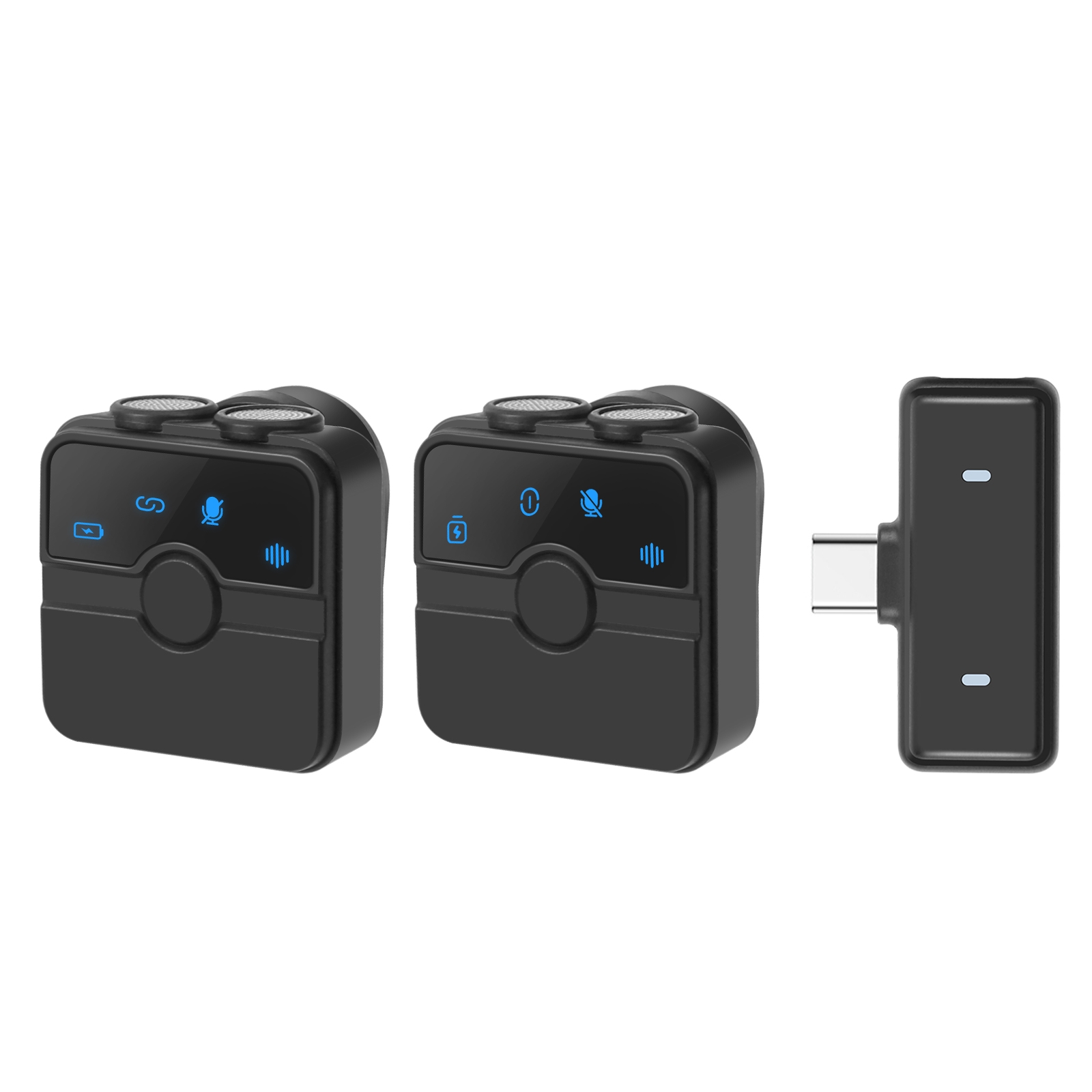 PULUZ SmartLink WS300 mágneses vezeték nélküli csíptetős mikrofon töltőtokkal, Type-C vevőegységgel (RX) és 2 adóval (TX) (fekete) PU3155B-10