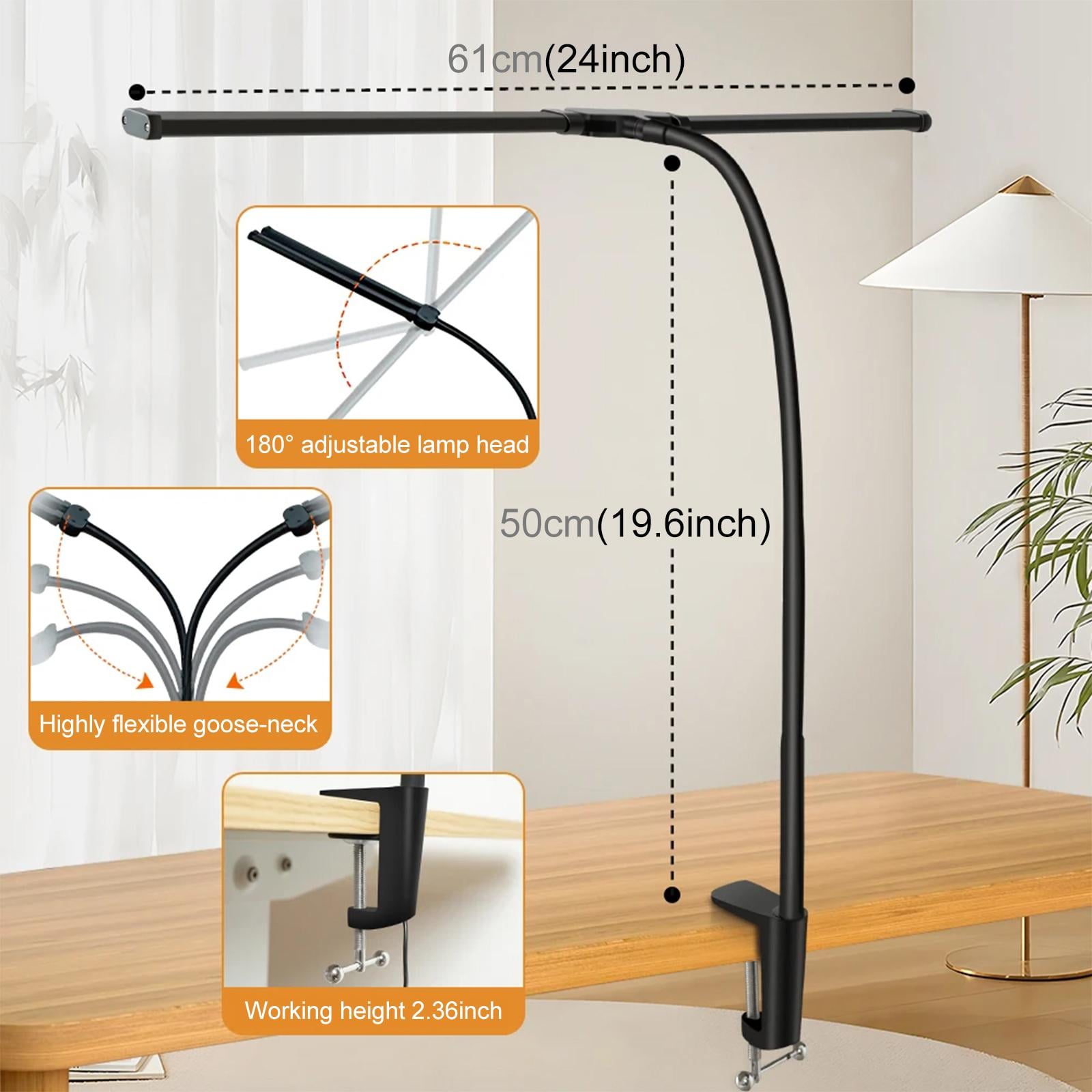 PULUZ rugalmas nyakú dupla fejű LED asztali lámpa csipesszel (fekete) PU498B-7